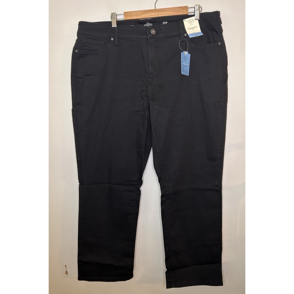 St. John's Bay Women's Straight Leg Jeans Black Stretch Denim Plus Size 20W New